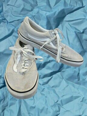 Vans Old Skool Light Grey Suede Canvas Skate Sneakers